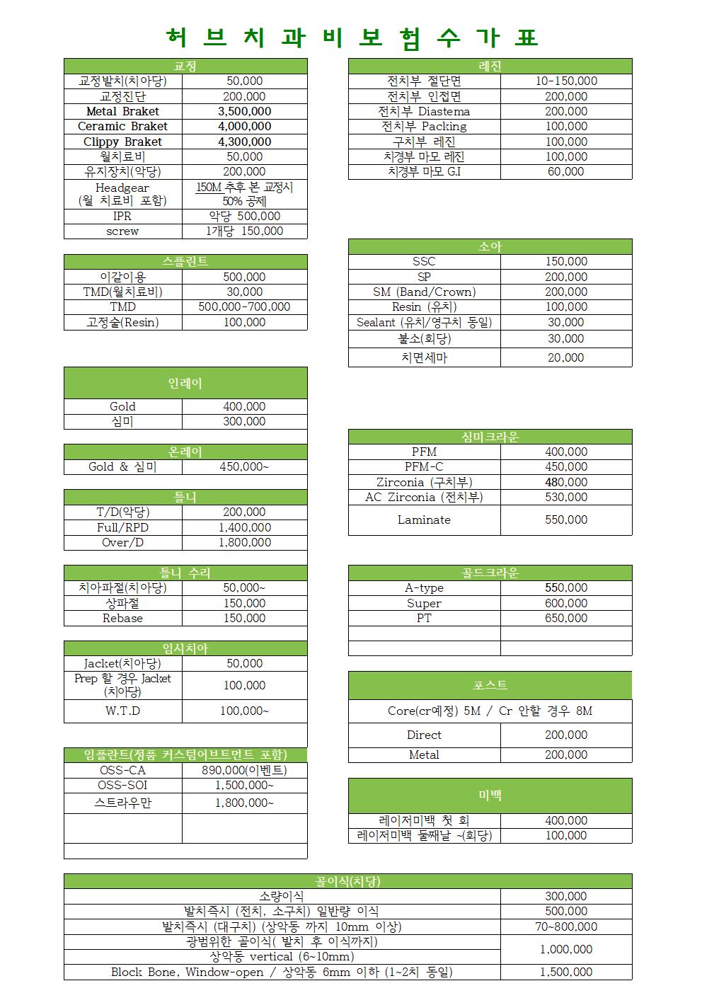 비보험 수가안내